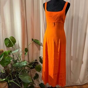 Reformation Bold Orange Backless Dress